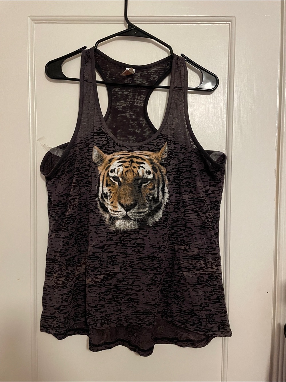 No Boundaries Black Burnout Tank Top with Tiger Graphic